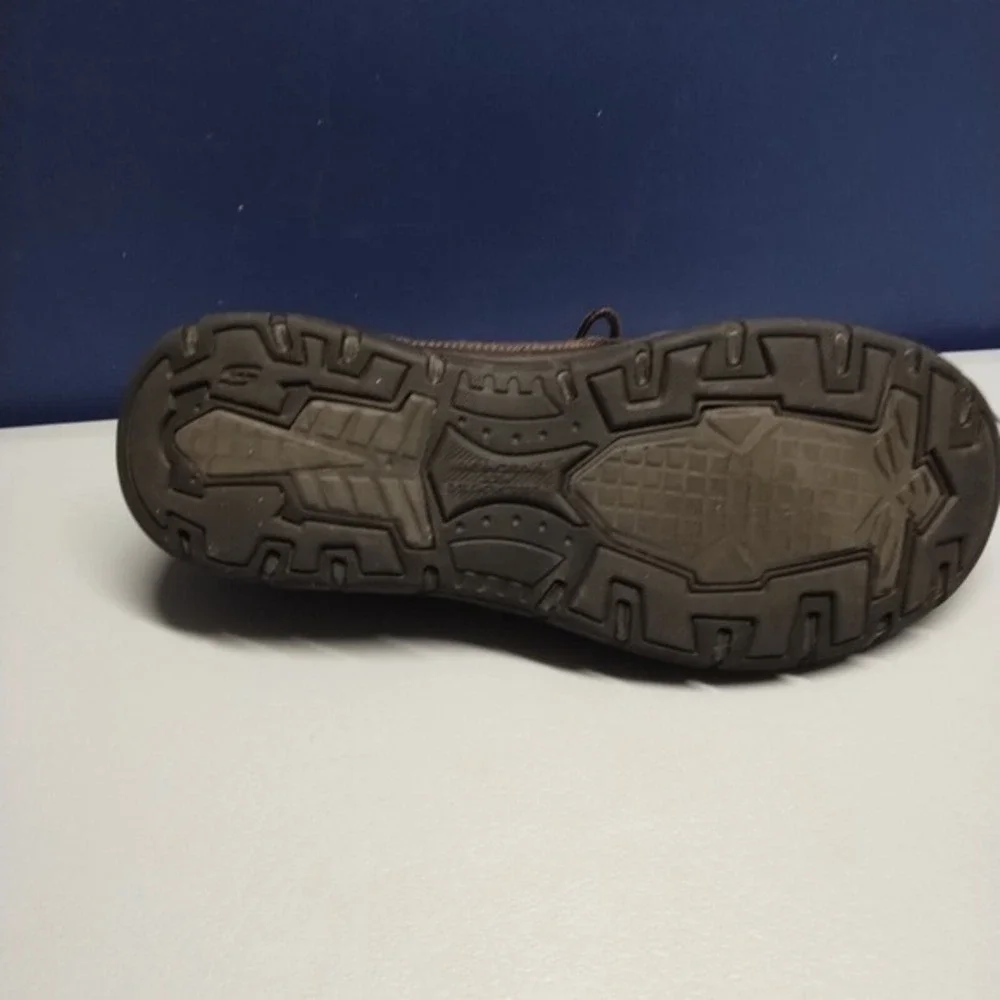 Skechers Boat Shoes Mens Size 11.5 Brown Leather Relaxed Fit‎ Memory Foam 64114